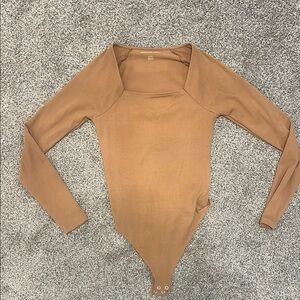 Tan Long Sleeve Bodysuit